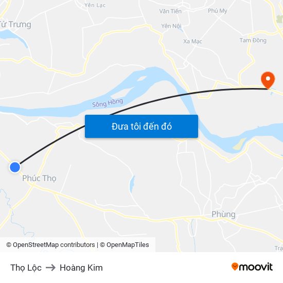 Thọ Lộc to Hoàng Kim map