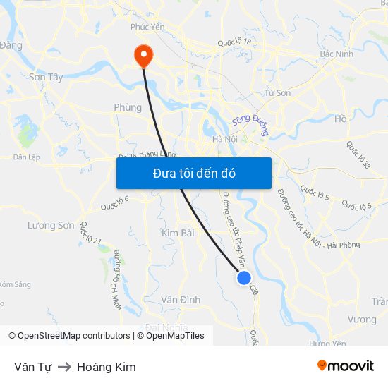 Văn Tự to Hoàng Kim map