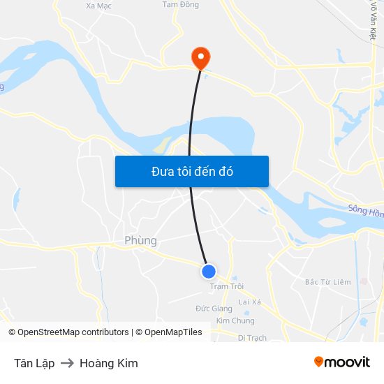 Tân Lập to Hoàng Kim map