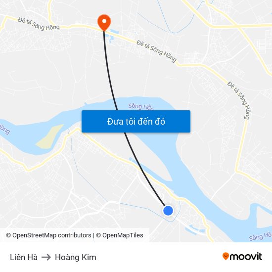 Liên Hà to Hoàng Kim map