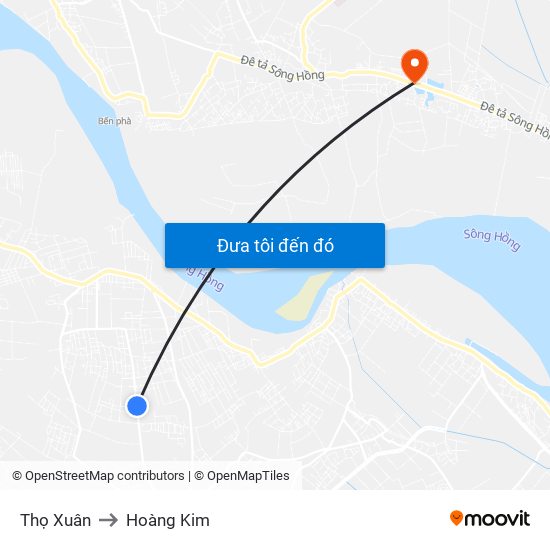 Thọ Xuân to Hoàng Kim map