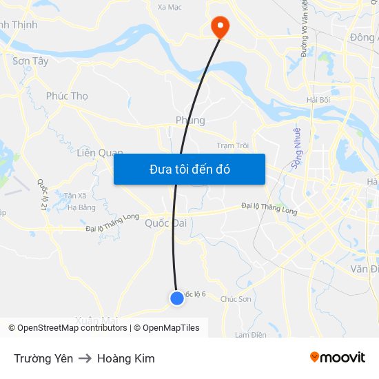 Trường Yên to Hoàng Kim map