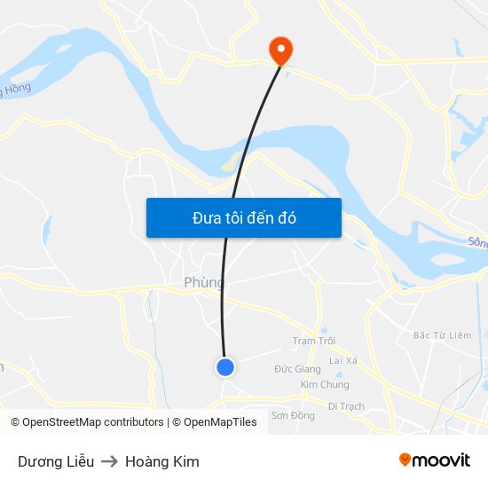 Dương Liễu to Hoàng Kim map