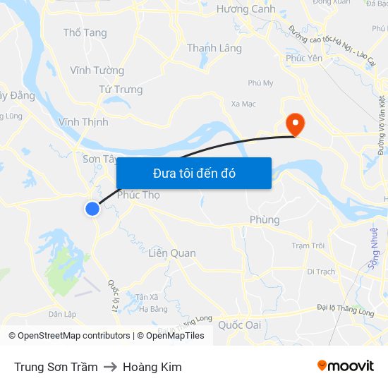 Trung Sơn Trầm to Hoàng Kim map