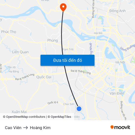 Cao Viên to Hoàng Kim map