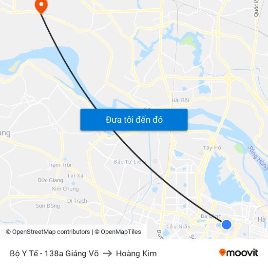 Bộ Y Tế - 138a Giảng Võ to Hoàng Kim map