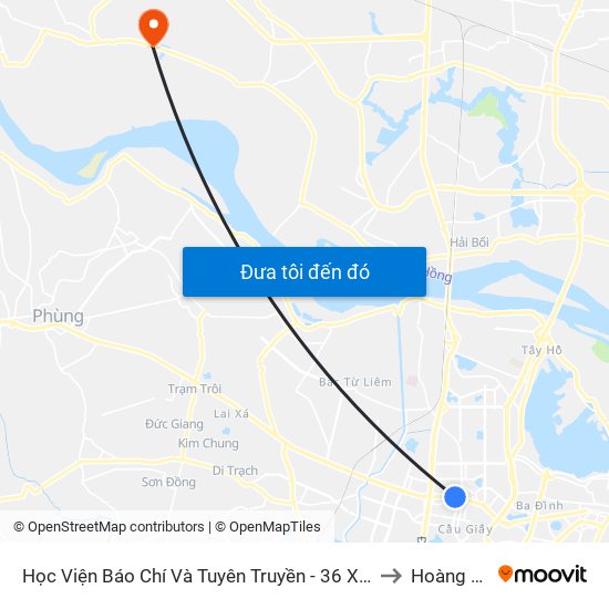 Học Viện Báo Chí Và Tuyên Truyền - 36 Xuân Thủy to Hoàng Kim map