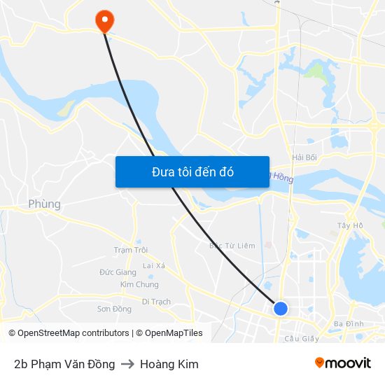 2b Phạm Văn Đồng to Hoàng Kim map