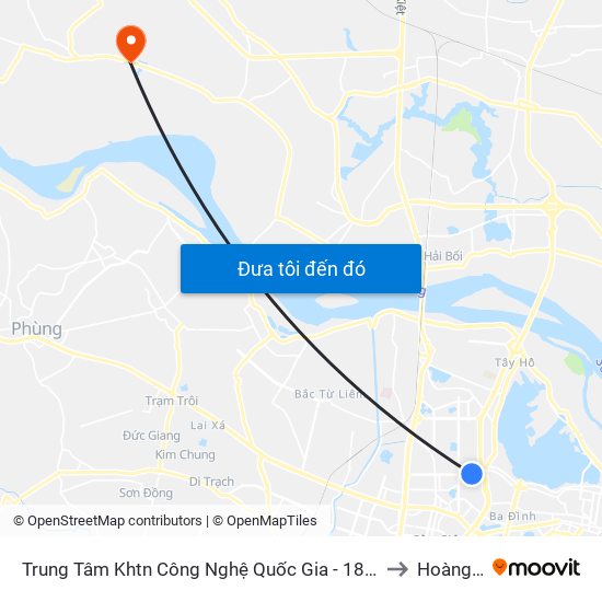 Trung Tâm Khtn Công Nghệ Quốc Gia - 18 Hoàng Quốc Việt to Hoàng Kim map