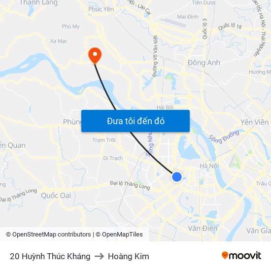 20 Huỳnh Thúc Kháng to Hoàng Kim map