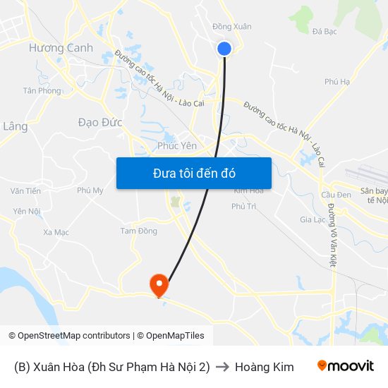 (B) Xuân Hòa (Đh Sư Phạm Hà Nội 2) to Hoàng Kim map