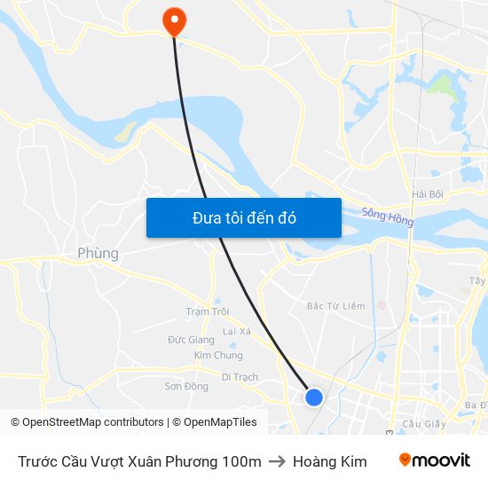 Trước Cầu Vượt Xuân Phương 100m to Hoàng Kim map