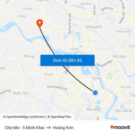 Chợ Mơ - 5 Minh Khai to Hoàng Kim map