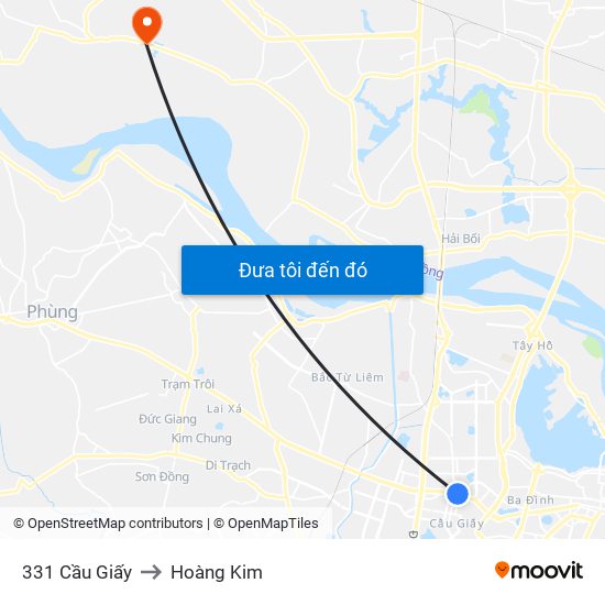 331 Cầu Giấy to Hoàng Kim map