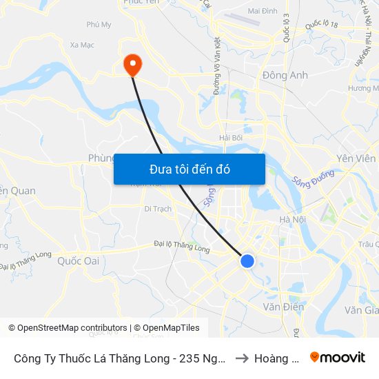 Công Ty Thuốc Lá Thăng Long - 235 Nguyễn Trãi to Hoàng Kim map