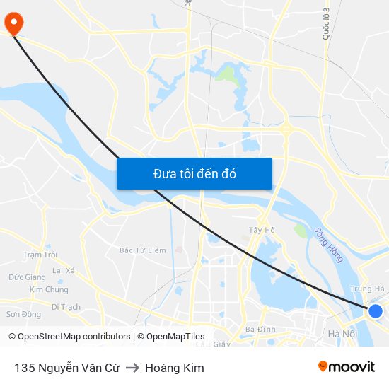 135 Nguyễn Văn Cừ to Hoàng Kim map