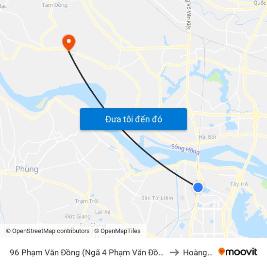 96 Phạm Văn Đồng (Ngã 4 Phạm Văn Đồng - Xuân Đỉnh) to Hoàng Kim map