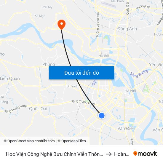 Học Viện Công Nghệ Bưu Chính Viễn Thông - Trần Phú (Hà Đông) to Hoàng Kim map