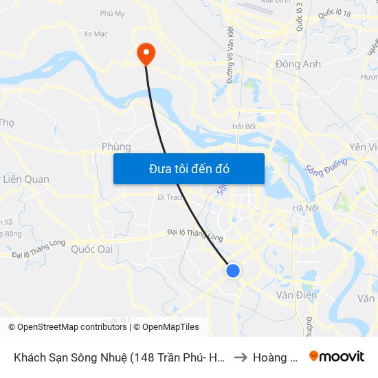 Khách Sạn Sông Nhuệ (148 Trần Phú- Hà Đông) to Hoàng Kim map