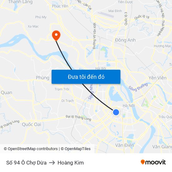 Số 94 Ô Chợ Dừa to Hoàng Kim map