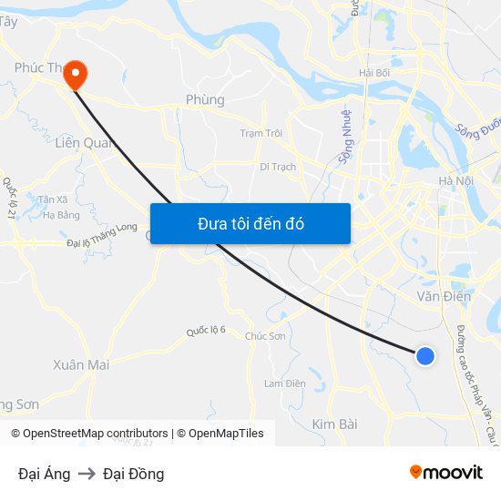 Đại Áng to Đại Đồng map