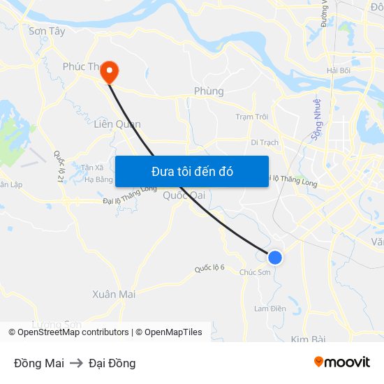 Đồng Mai to Đại Đồng map