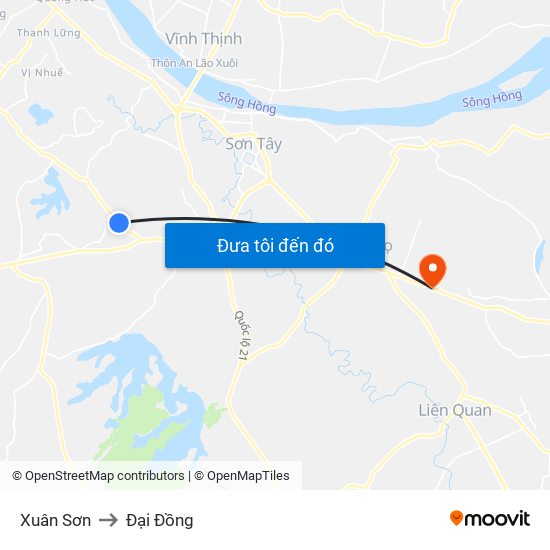 Xuân Sơn to Đại Đồng map