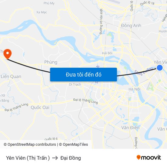 Yên Viên (Thị Trấn ) to Đại Đồng map