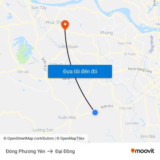 Đông Phương Yên to Đại Đồng map