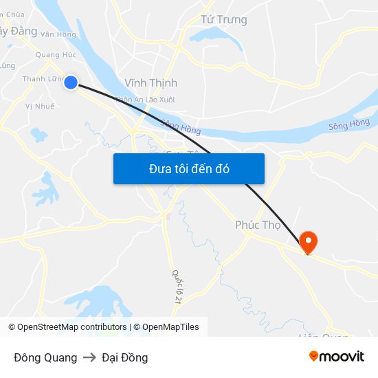 Đông Quang to Đại Đồng map