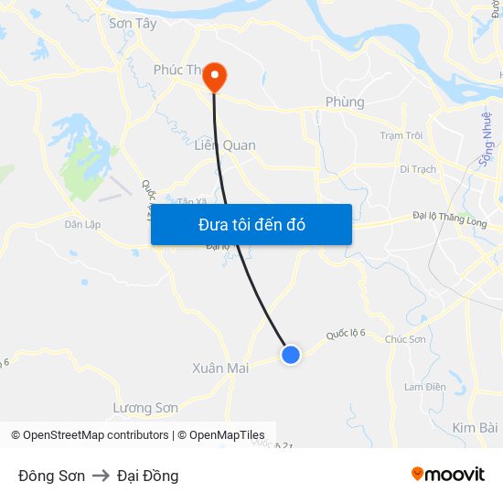 Đông Sơn to Đại Đồng map