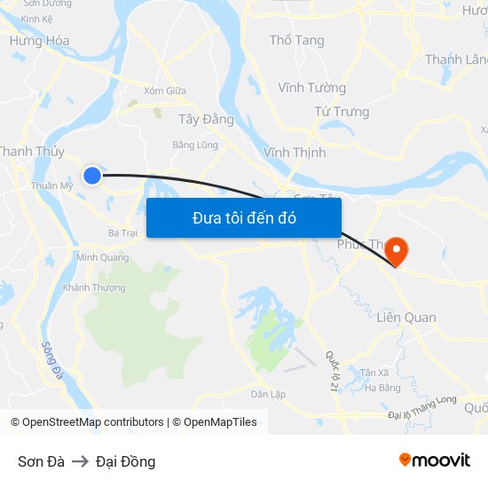 Sơn Đà to Đại Đồng map