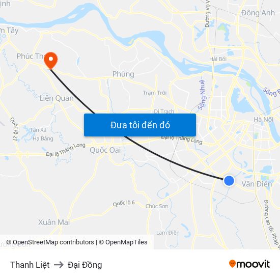 Thanh Liệt to Đại Đồng map