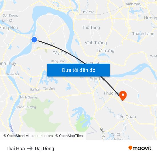 Thái Hòa to Đại Đồng map