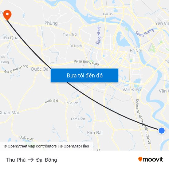 Thư Phú to Đại Đồng map