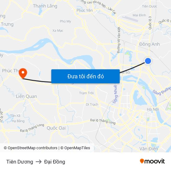 Tiên Dương to Đại Đồng map