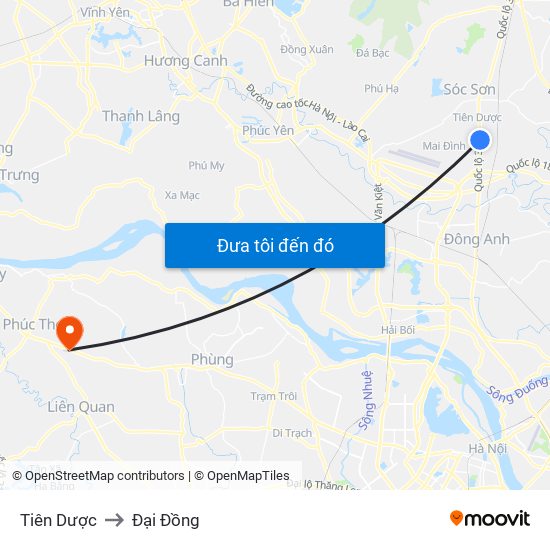 Tiên Dược to Đại Đồng map