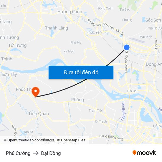 Phú Cường to Đại Đồng map