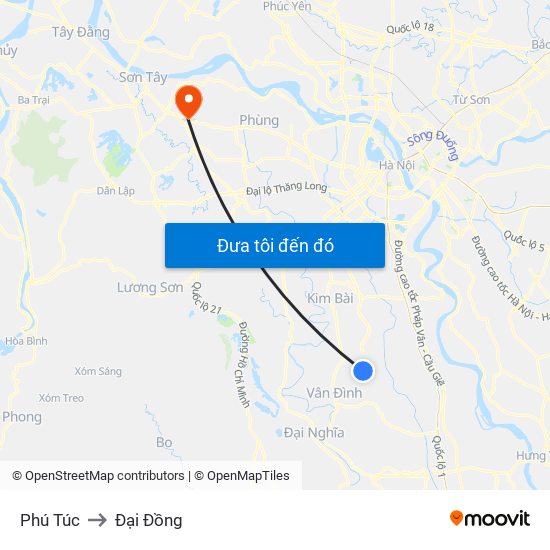 Phú Túc to Đại Đồng map