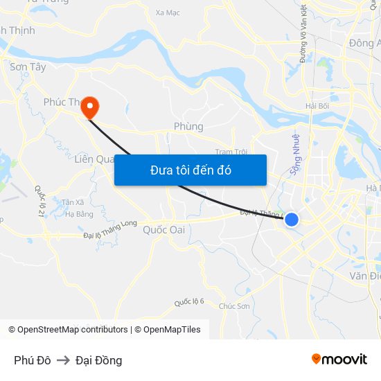 Phú Đô to Đại Đồng map