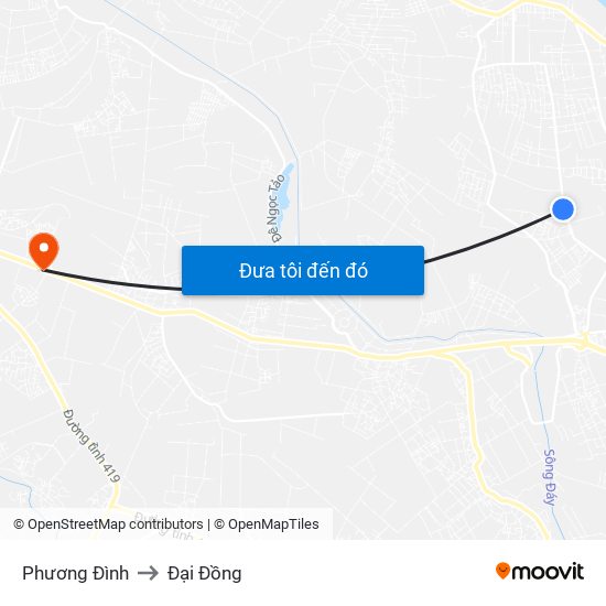 Phương Đình to Đại Đồng map