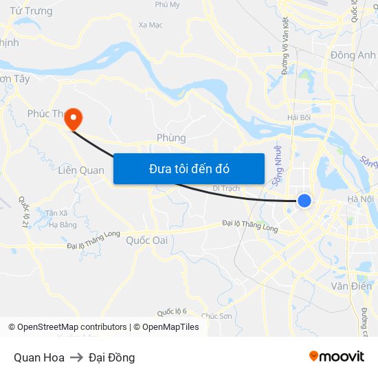 Quan Hoa to Đại Đồng map