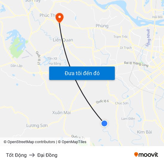 Tốt Động to Đại Đồng map