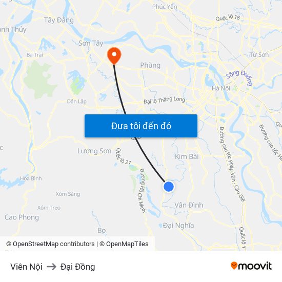 Viên Nội to Đại Đồng map