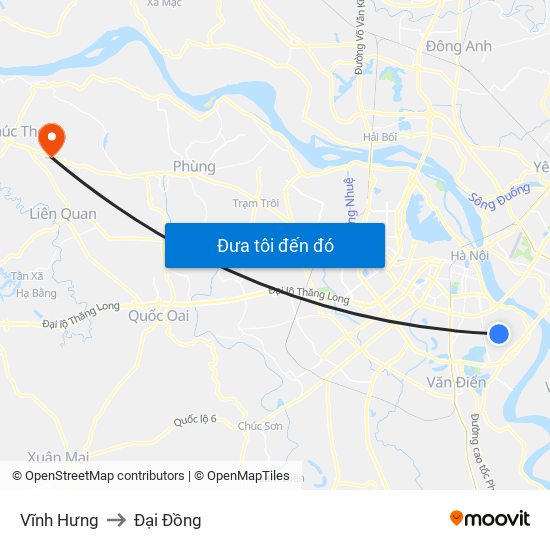 Vĩnh Hưng to Đại Đồng map