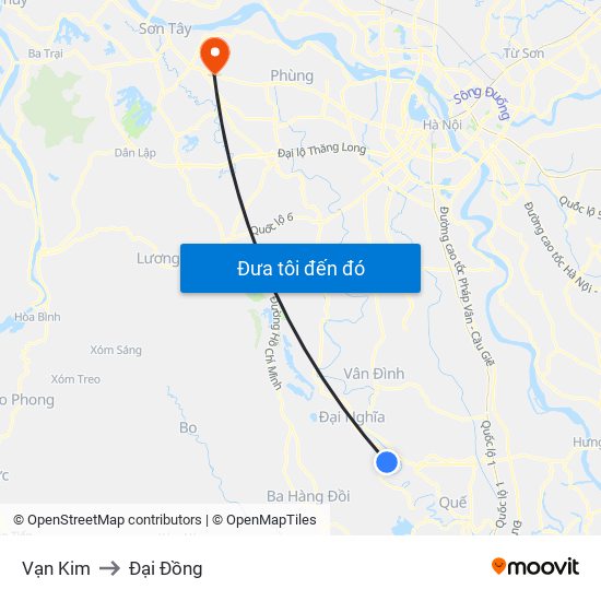 Vạn Kim to Đại Đồng map