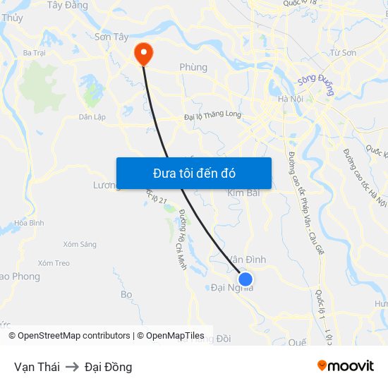 Vạn Thái to Đại Đồng map