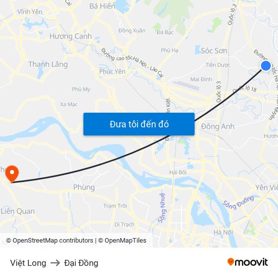 Việt Long to Đại Đồng map