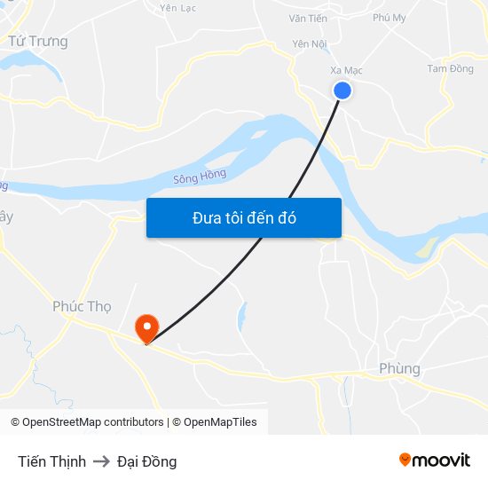 Tiến Thịnh to Đại Đồng map