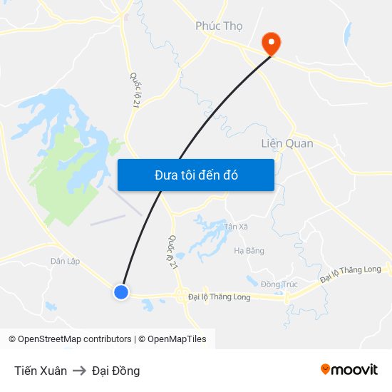 Tiến Xuân to Đại Đồng map